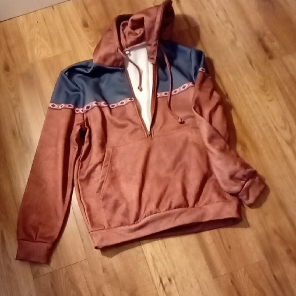 Source Unknown Brown and Blue Hoodie